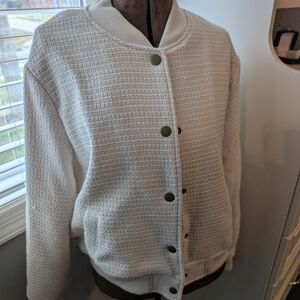 Rachel Zoe Cream Textured Snap-Front Knit Jacket